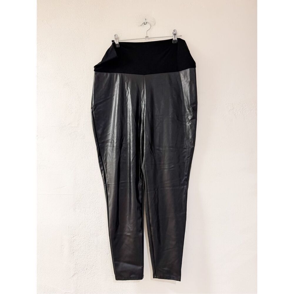 Hatch Vegan Stretch Leather Maternity Legging in Black Large